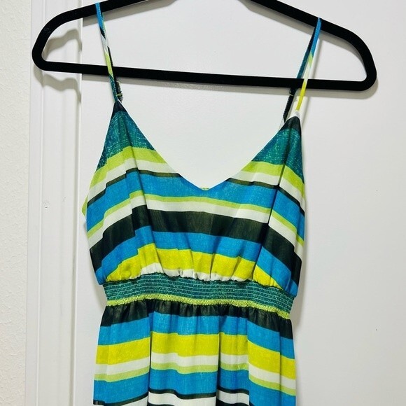 Banana Republic Blue Green Striped Maxi Sundress in Women's Size 2 - Picture 2 of 8